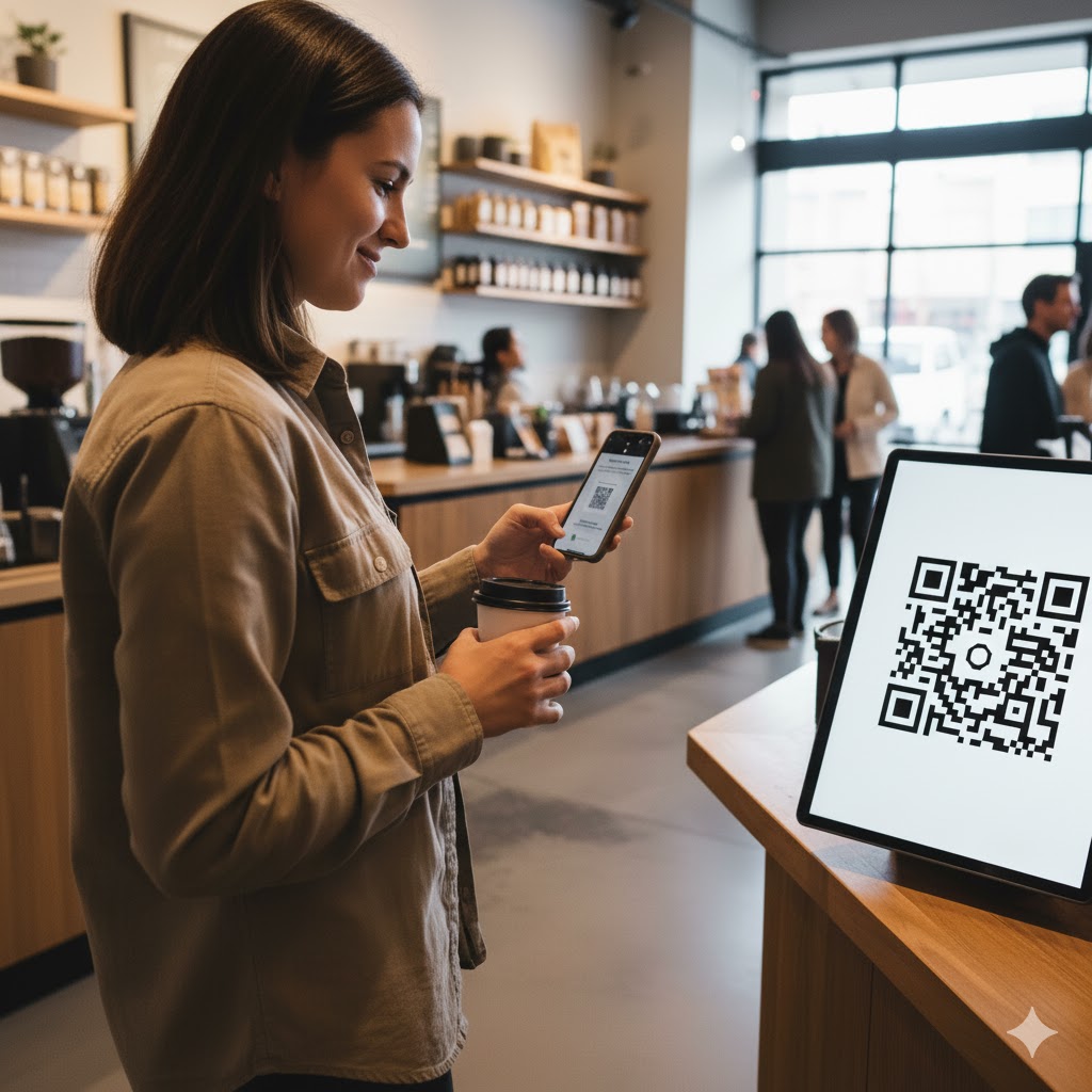 Persona escaneando código QR del buzón digital